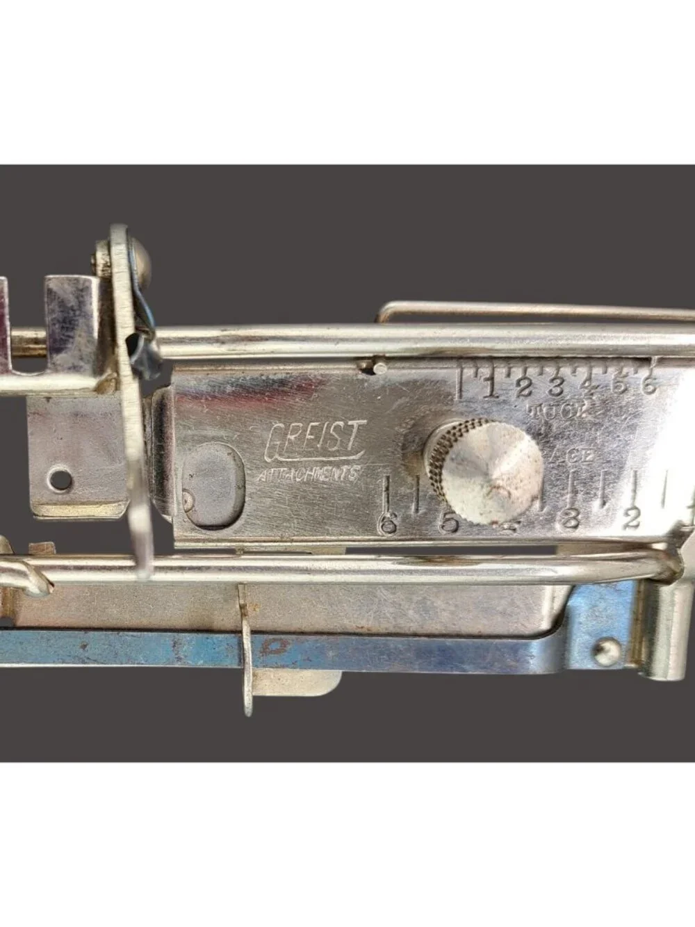 Vintage Greist Sewing Machine Tuck Attachment Metal Adjustable Tucker 1890s